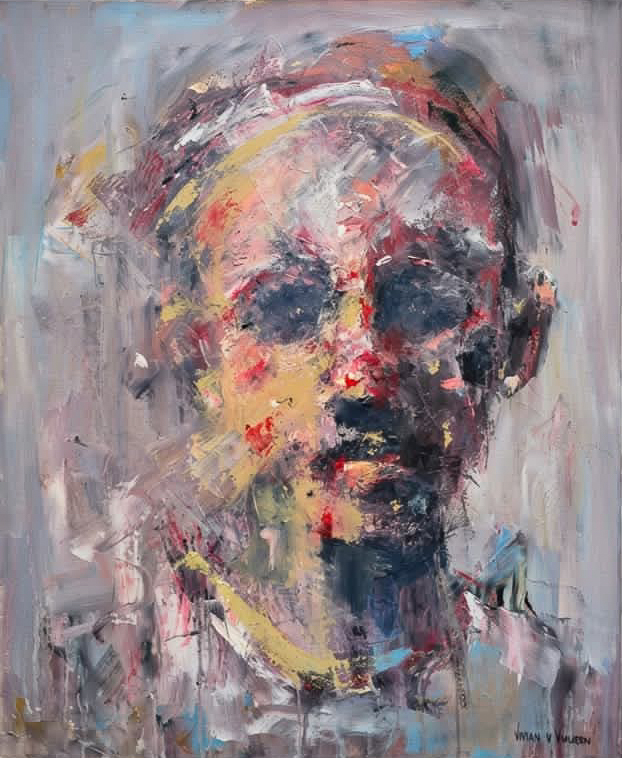 0,91 x 0,76m
Oil painting on board and black frame
R15 000